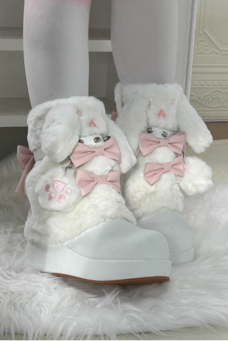 うさ耳ファーリボン厚底ブーツ