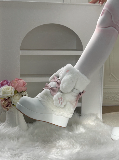 うさ耳ファーリボン厚底ブーツ