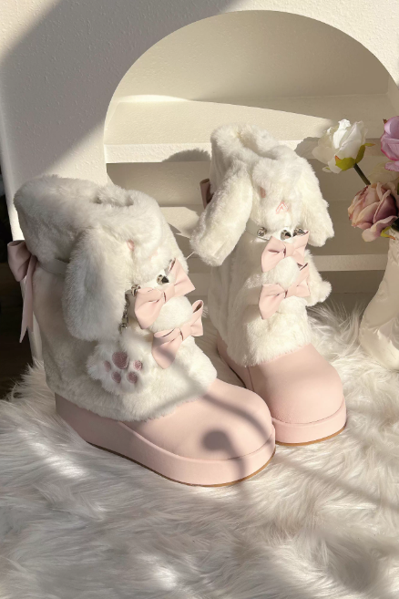 うさ耳ファーリボン厚底ブーツ