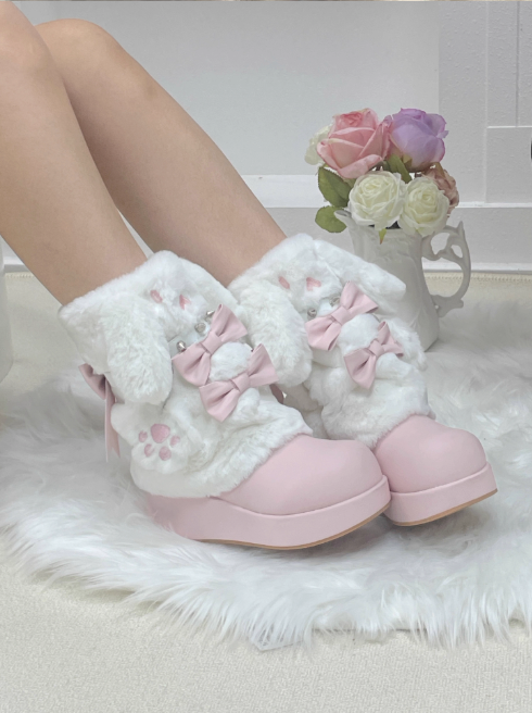 うさ耳ファーリボン厚底ブーツ