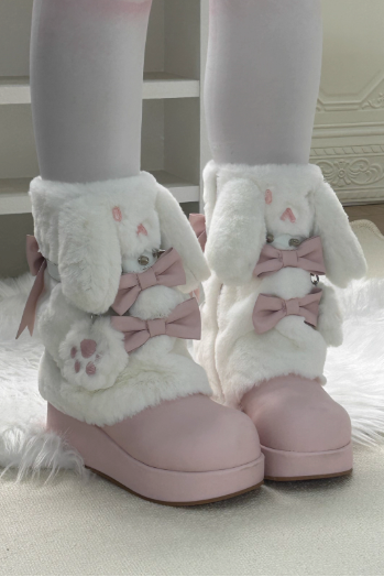 うさ耳ファーリボン厚底ブーツ