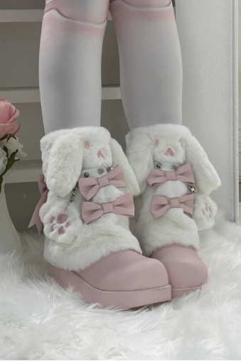 うさ耳ファーリボン厚底ブーツ
