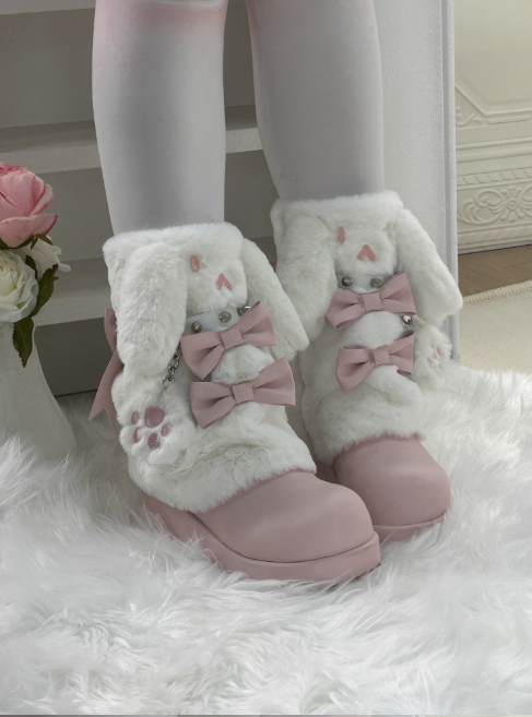 うさ耳ファーリボン厚底ブーツ