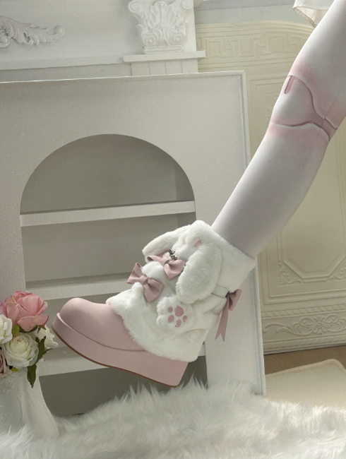 うさ耳ファーリボン厚底ブーツ