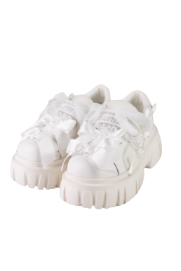 【12月8日予約締切】ブラックホワイトリボンエンジェルプラットフォームパンクサブカルスニーカー