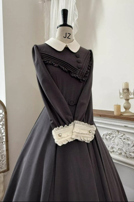 【12月21日予約締切】クラシックロリータ修道女ロングドレス＋クロスフリルエプロン＋ボンネット