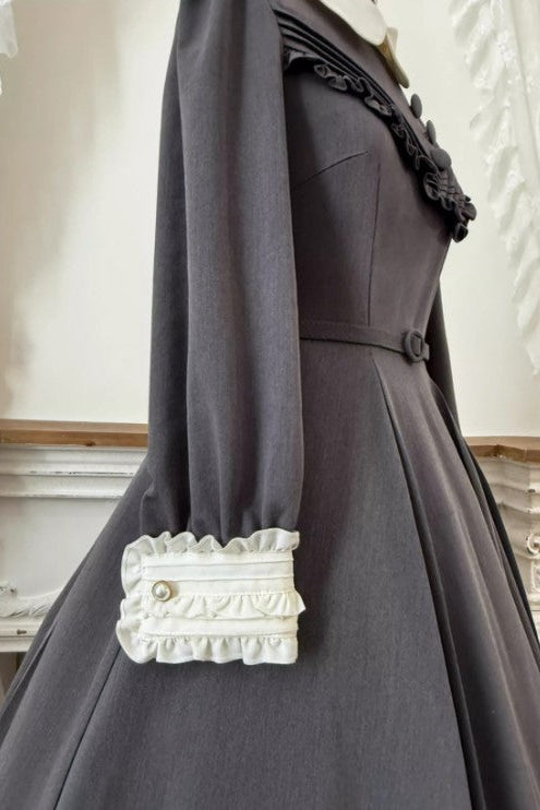 【12月21日予約締切】クラシックロリータ修道女ロングドレス＋クロスフリルエプロン＋ボンネット