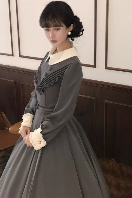 【12月21日予約締切】クラシックロリータ修道女ロングドレス＋クロスフリルエプロン＋ボンネット