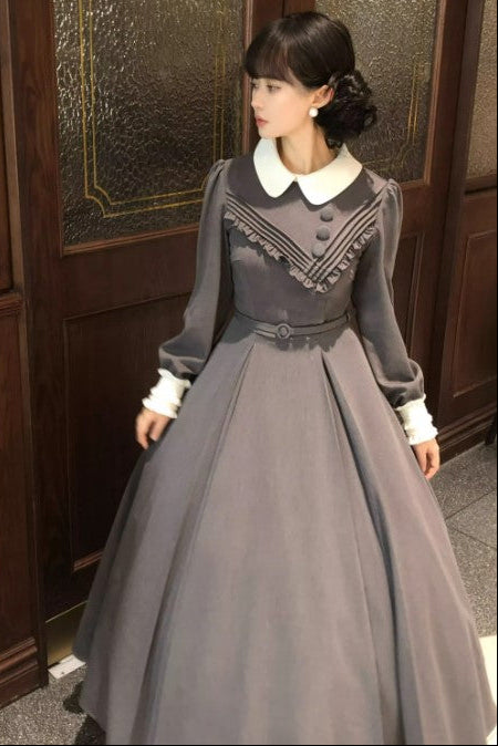 【12月21日予約締切】クラシックロリータ修道女ロングドレス＋クロスフリルエプロン＋ボンネット