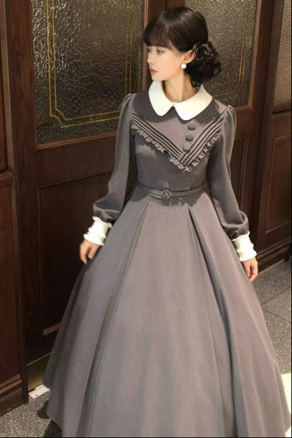 【12月21日予約締切】クラシックロリータ修道女ロングドレス＋クロスフリルエプロン＋ボンネット