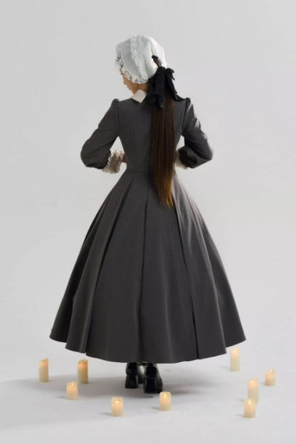 【12月21日予約締切】クラシックロリータ修道女ロングドレス＋クロスフリルエプロン＋ボンネット