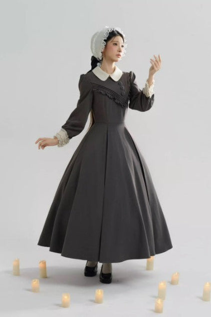 【12月21日予約締切】クラシックロリータ修道女ロングドレス＋クロスフリルエプロン＋ボンネット