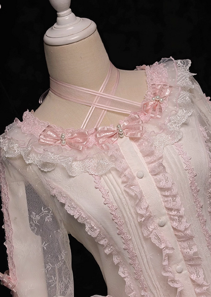 【12月26日予約締切】ピュアスイートローズファンタジークロスリボンレースベルスリーブシャツ