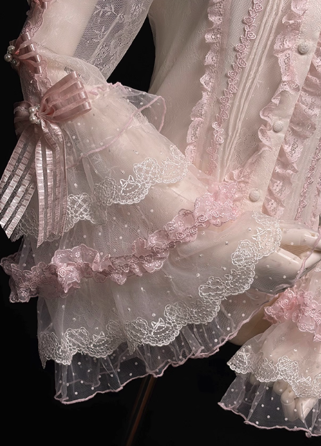 【12月26日予約締切】ピュアスイートローズファンタジークロスリボンレースベルスリーブシャツ