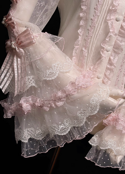 【12月26日予約締切】ピュアスイートローズファンタジークロスリボンレースベルスリーブシャツ