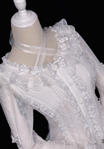 【12月26日予約締切】ピュアスイートローズファンタジークロスリボンレースベルスリーブシャツ