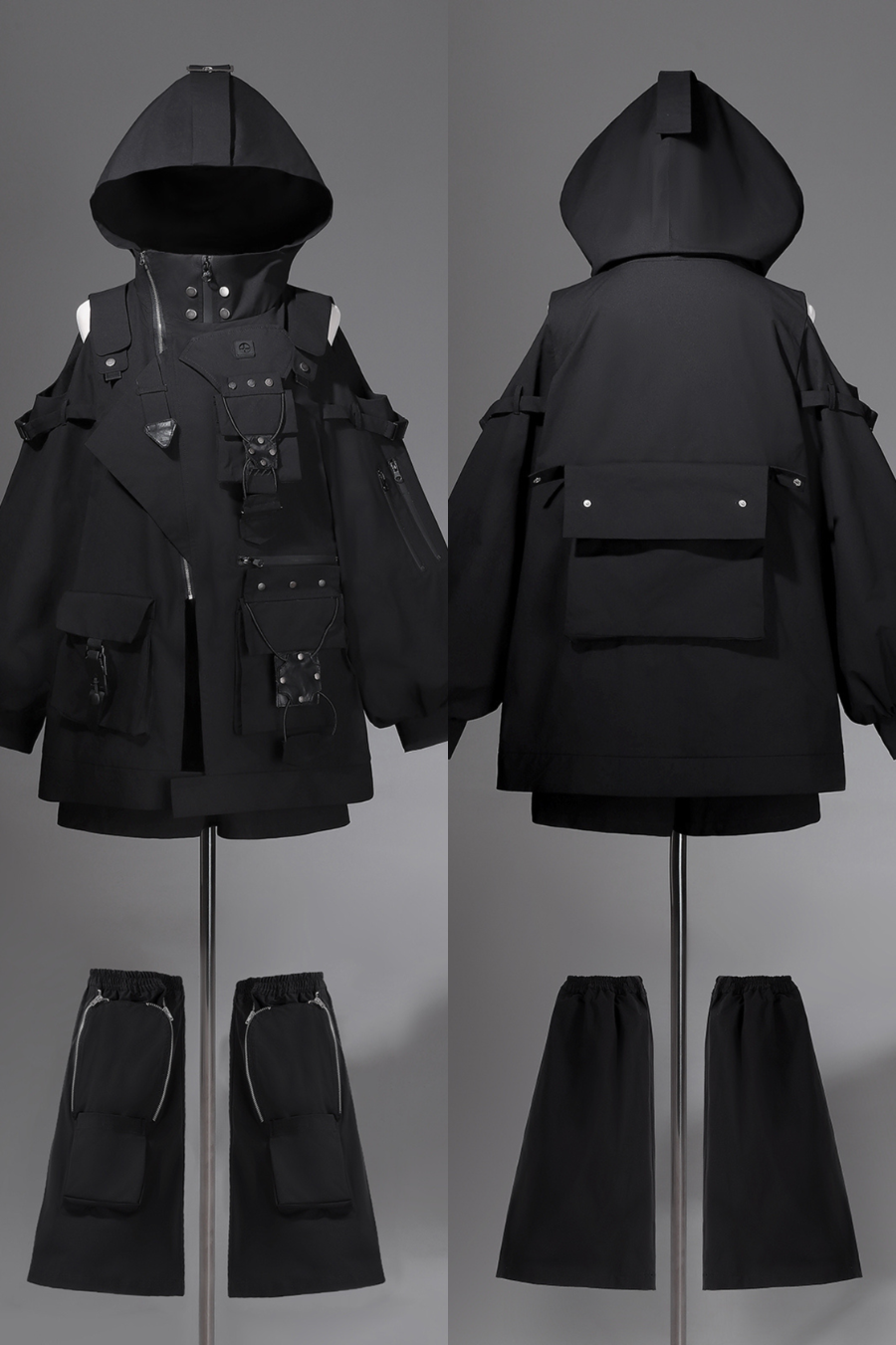 ダークフードジャケット+ショートパンツ+レッグカバー