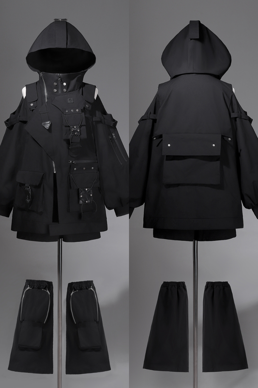 ダークフードジャケット+ショートパンツ+レッグカバー