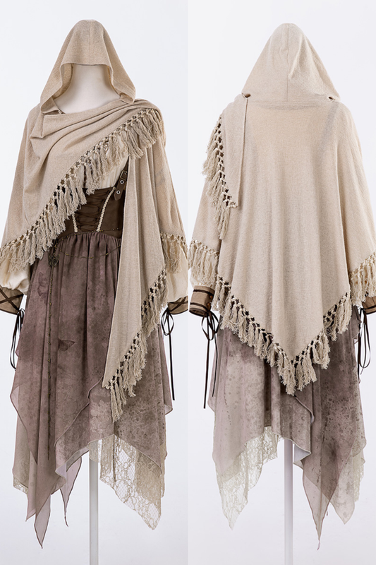 サンセット民族フードケープ+サスペンダースカート+トップス