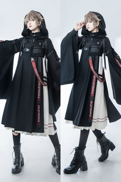 Waistland Cool Hooded Cardigan + Jumper Skirt + Inner Tops [Reserved Item].