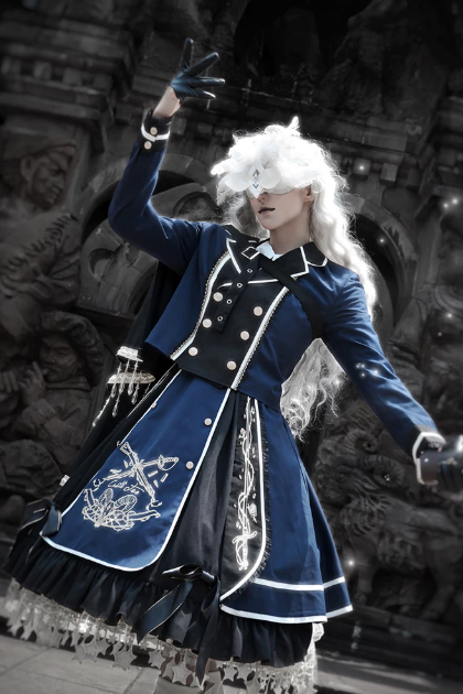 【6月28日予約締切】レッドブラック/ブルーブラックダークプリンスロリータジャケット＋ショートパンツ＋ネクタイ＋ウエストバッグ付きベルト