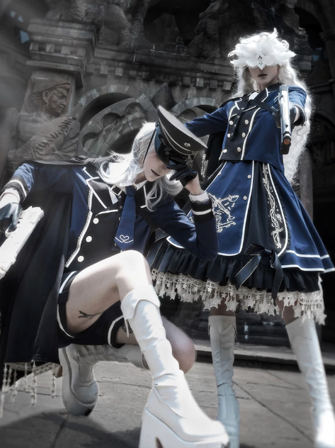 【6月28日予約締切】レッドブラック/ブルーブラックダークプリンスロリータジャケット＋ショートパンツ＋ネクタイ＋ウエストバッグ付きベルト