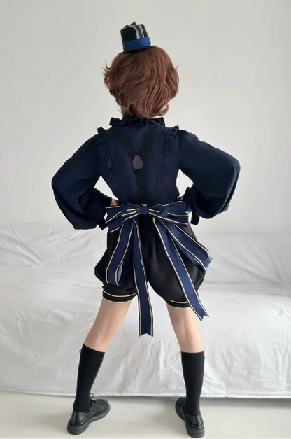 [Pre-order Deadline: September 13] Dark Blue/White Gothic Prince Mini Hat + Back Bow
