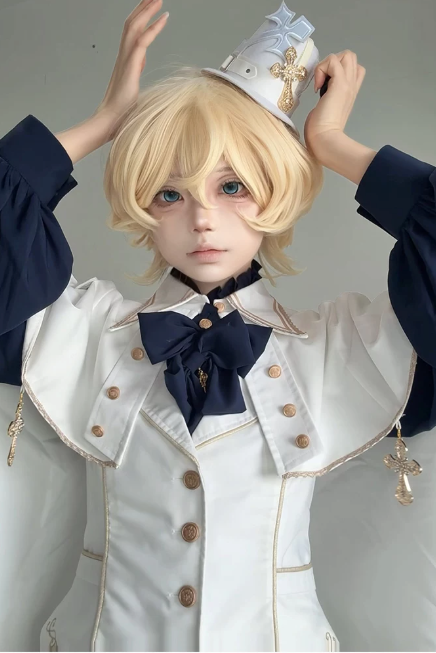 [Pre-order Deadline: September 13] Dark Blue/White Gothic Prince Mini Hat + Back Bow