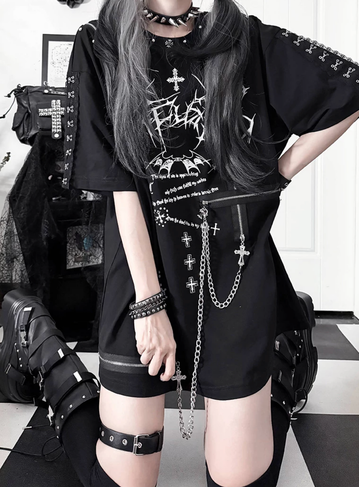 Broken Heart Sequel Zipper Loose T-shirt