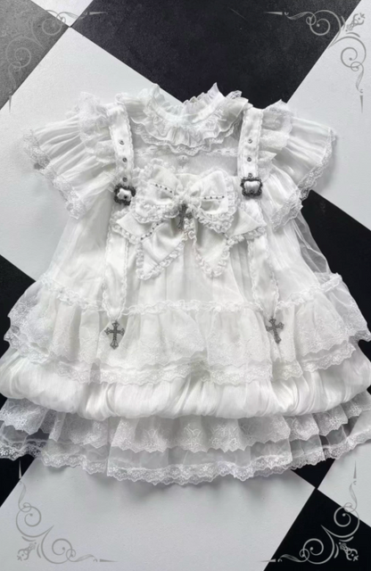 Ensemble robe à lacets croisés et boutons floraux