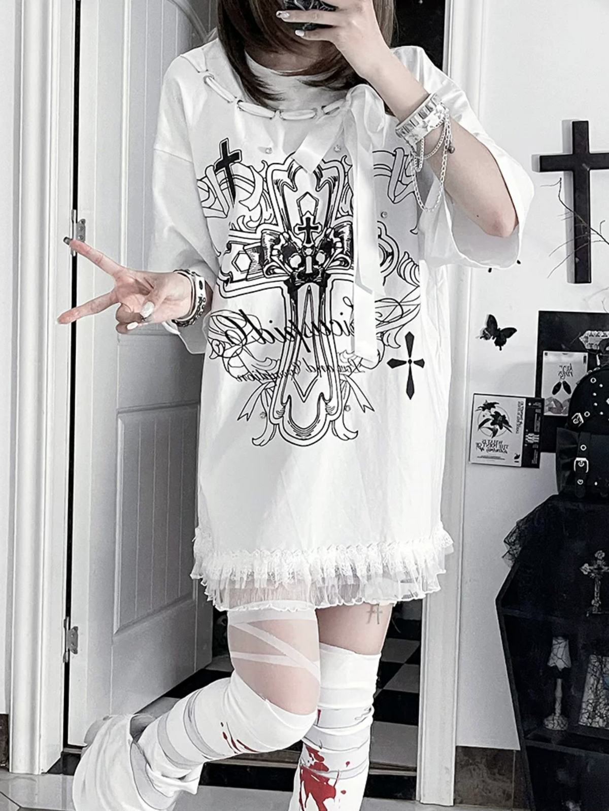 Camiseta holgada de manga corta Night Blood carta de amor