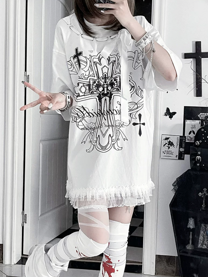 Camiseta holgada de manga corta Night Blood carta de amor