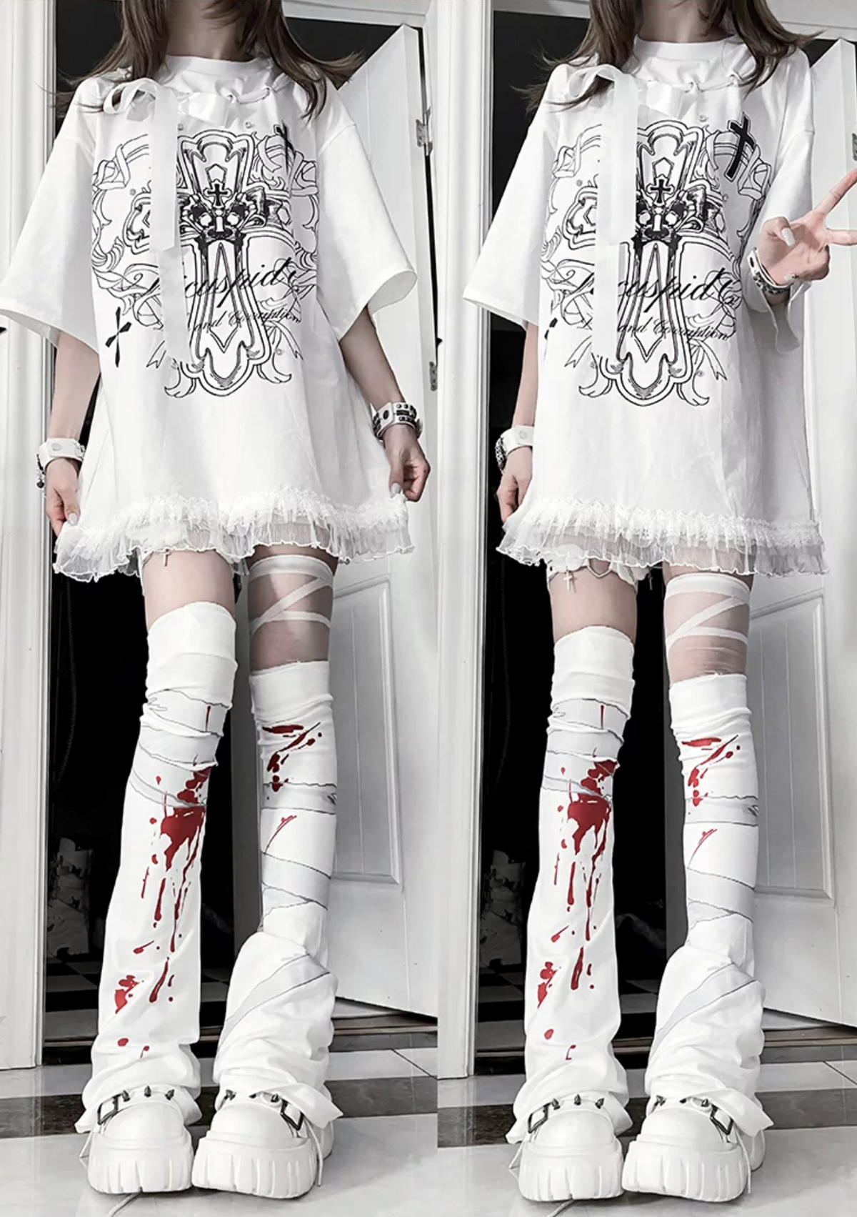 Camiseta holgada de manga corta Night Blood carta de amor
