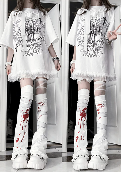 Camiseta holgada de manga corta Night Blood carta de amor