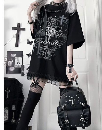 Camiseta holgada de manga corta Night Blood carta de amor