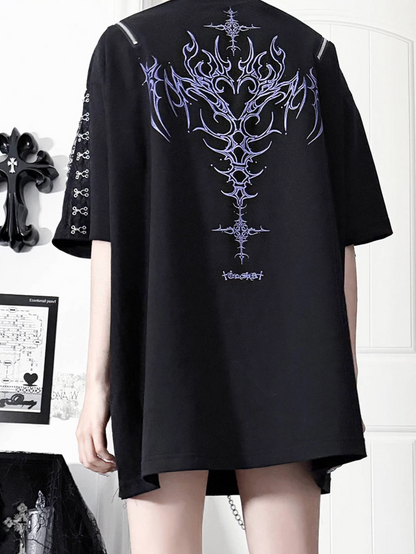 Lockeres schulterfreies T-Shirt mit Kreuzreißverschluss
