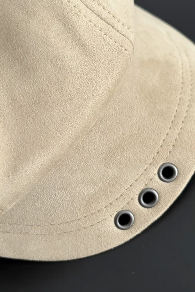 Cat ear studded suede newsboy cap