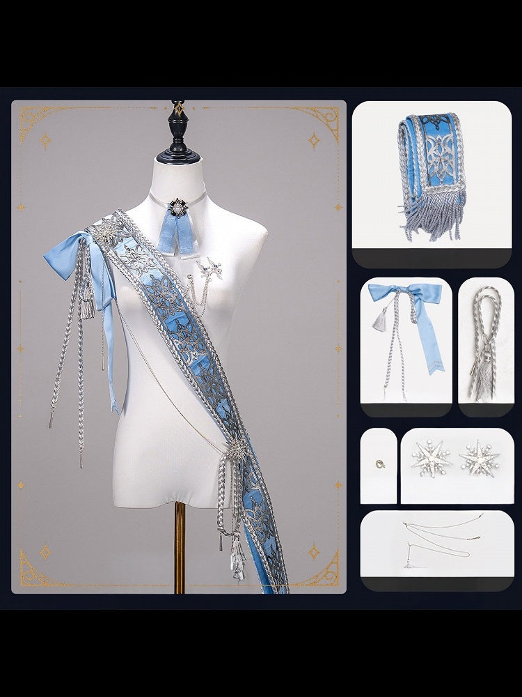 【12月7日予約締切】Light Blue & White Royal Prince-Style Military Lolita Set 1/2 + Full Set Ouji Fashion