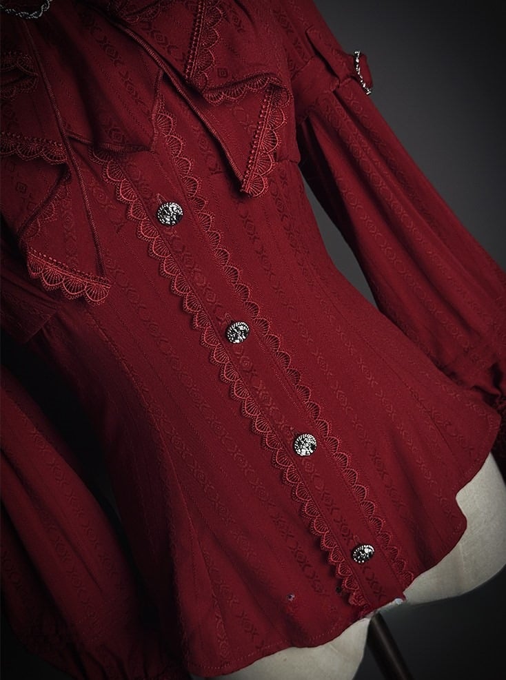 【2月23日予約締切】ドーンブレイカーゴシックフリルスタンドカラージャカードリボンシャツ