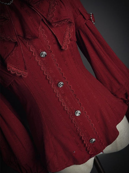 【2月23日予約締切】ドーンブレイカーゴシックフリルスタンドカラージャカードリボンシャツ