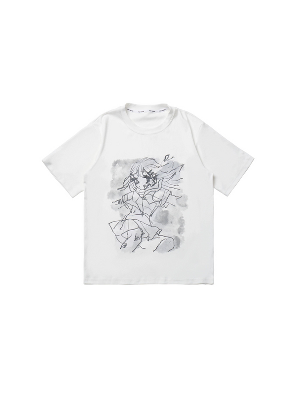 Anime Girl Illustration Loose Tops