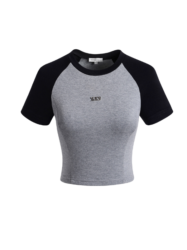 ラグランスリーブスリムショートピチT