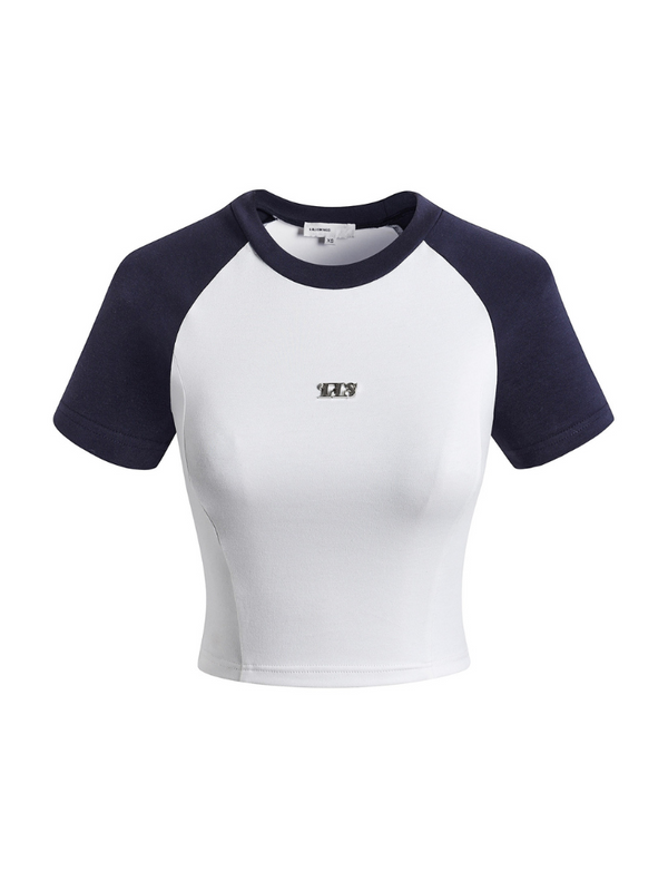 ラグランスリーブスリムショートピチT