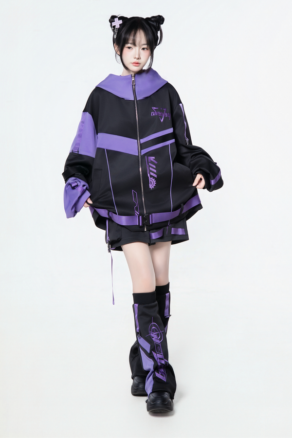 サイバーサブカルジャージジャケット+ショートパンツ+レッグカバー