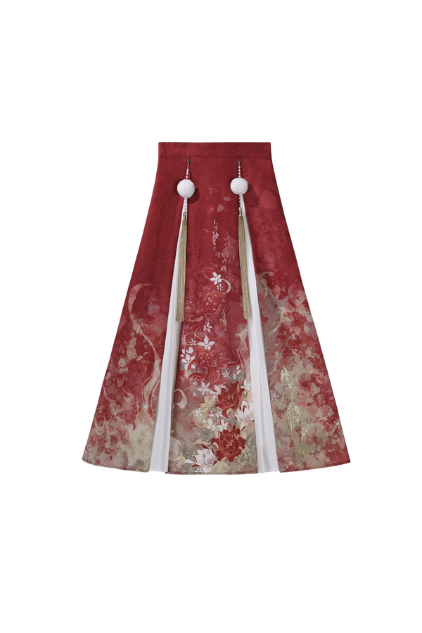 Retro china shawl + top + skirt