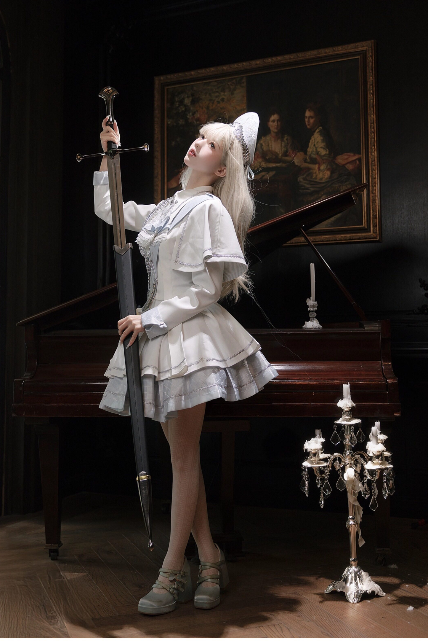 위치스 샤이닝 로리타 탑 + 스커트 + 보닛