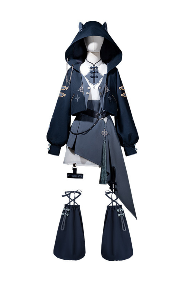 Subculture Cat Ear Hooded Jacket + Asymmetrical Dress + Leg Warmers + Ring