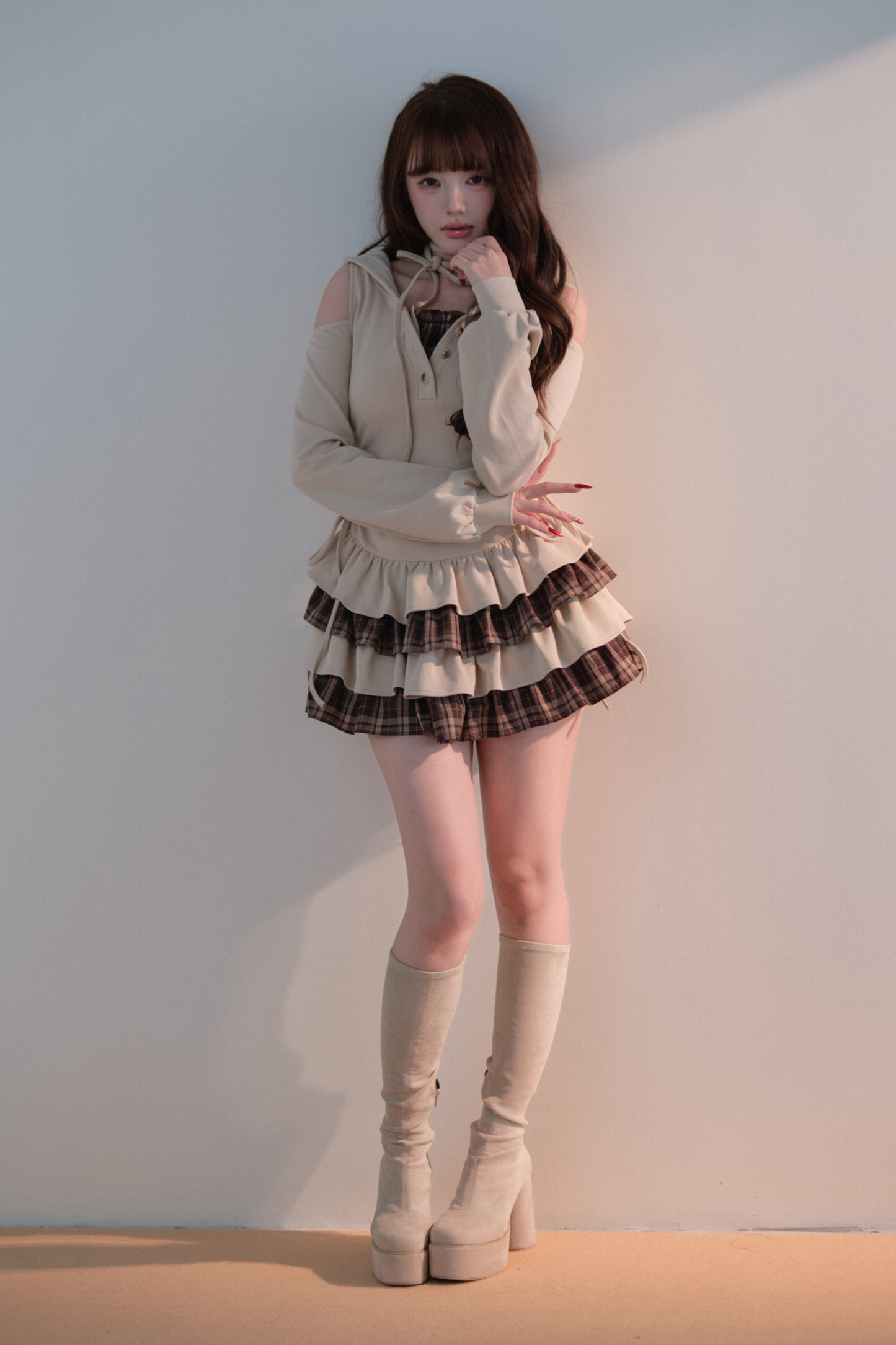 Plaid Ruffle Off-Shoulder Dress