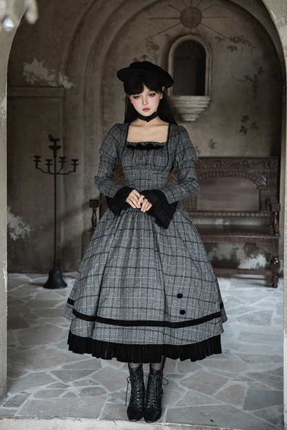 Check Fishbone Chest JSK + Dress + Innerwear + Ribbon + Hat