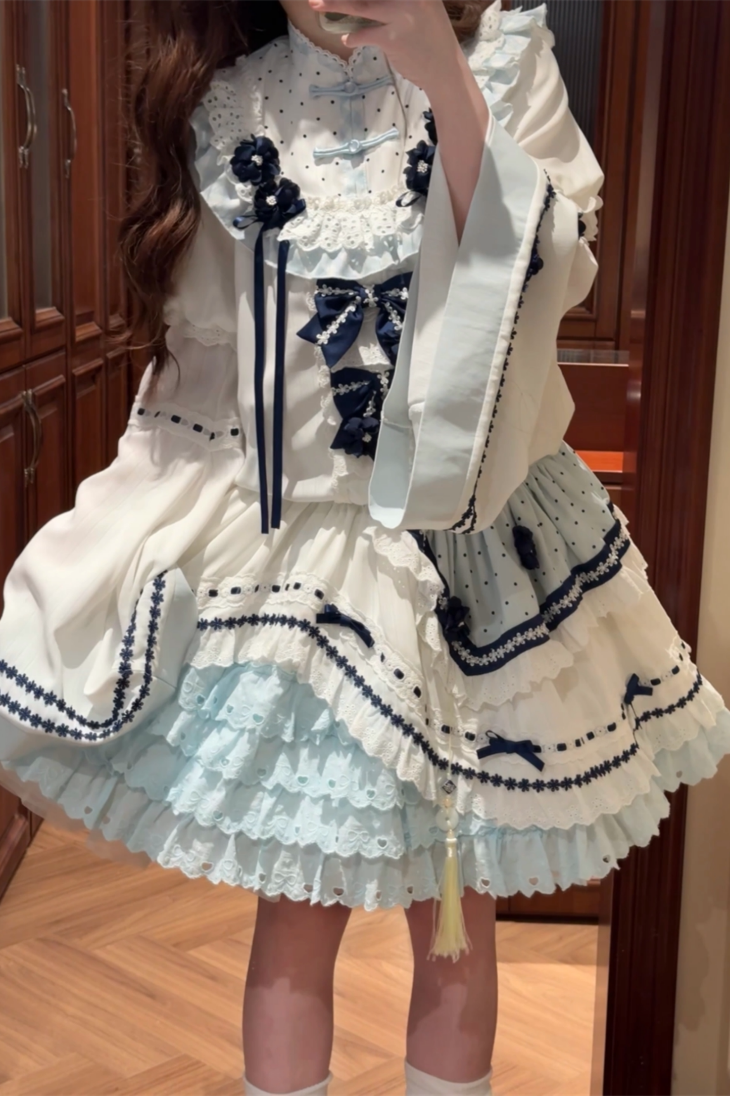 [3월 18일 예약마감] 차이나 드림 원피스 + 점퍼 스커트 + 소매 + 레그 워머 + 머리띠 + 칼라 + 클립 + 리본 + 공주 소매